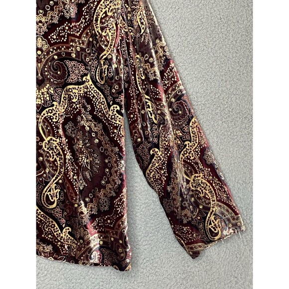 VTG Velvet Blazer XL 90s Y2K Boho Paisley Jacket Gold Burgundy Rayon Silk USA - Picture 15 of 16